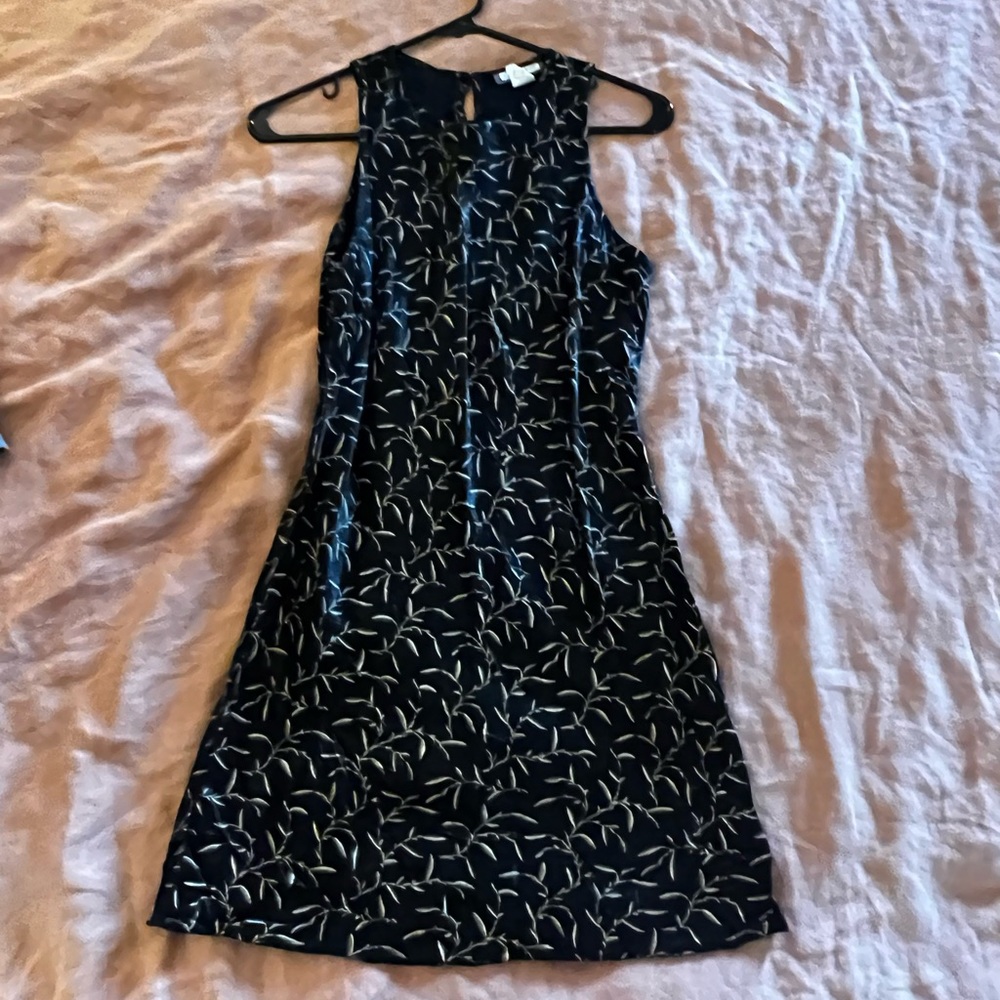 Women’s Black & Tan Aqua Blues Silk Mini Dress Size 7